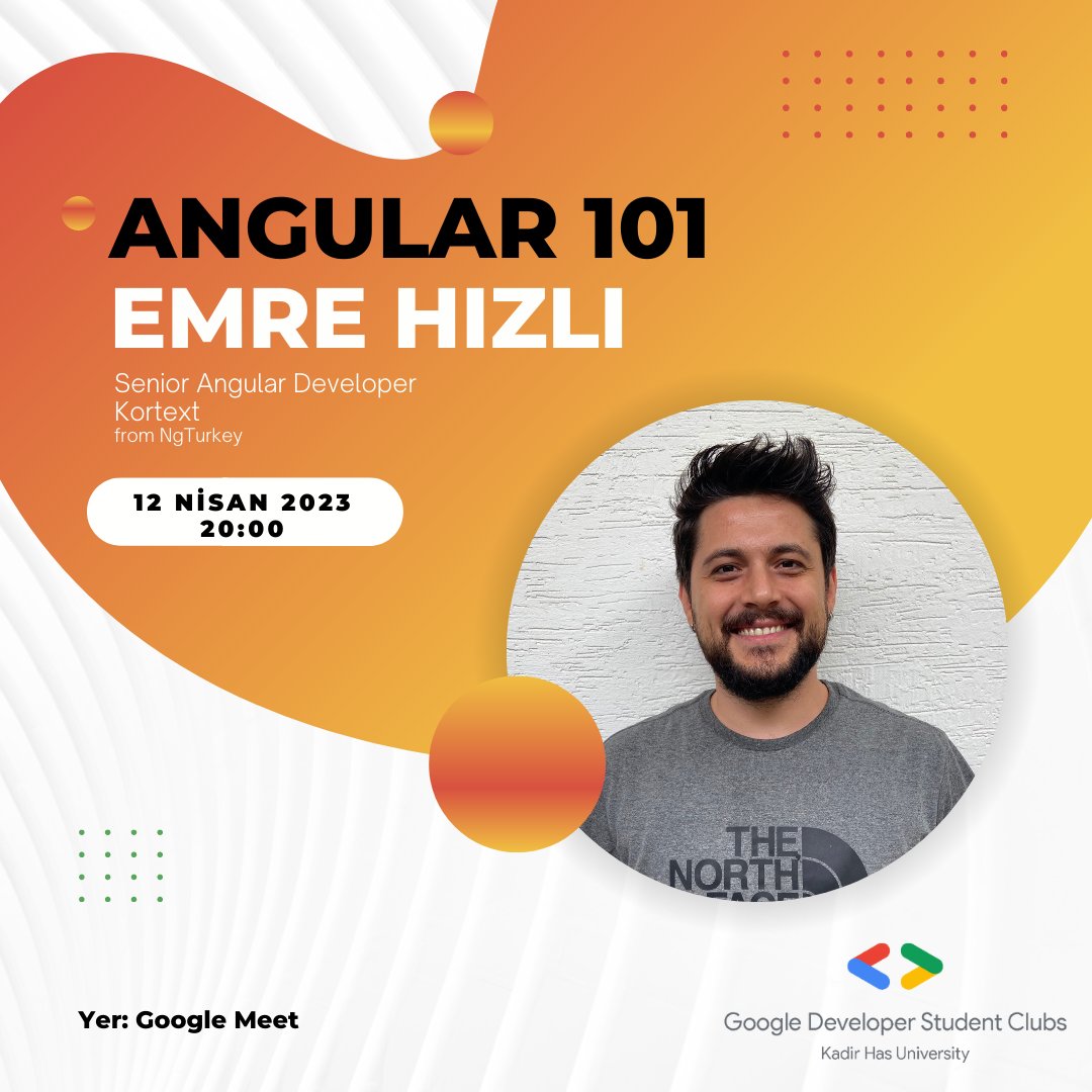 Saat 20:00'de <a href="/hizliemre26/">Emre Hızlı</a> ile gerçekleştireceğimiz Angular101 etkinliğimiz başlamak üzere. Hepinizi bekliyoruz 🥳🥳🥳
Aşağıdaki linkten katılım sağlayabilirsiniz.

Angular 101 Google Meet katılma bilgileri
Görüntülü görüşme bağlantısı: meet.google.com/dqd-xffh-iih