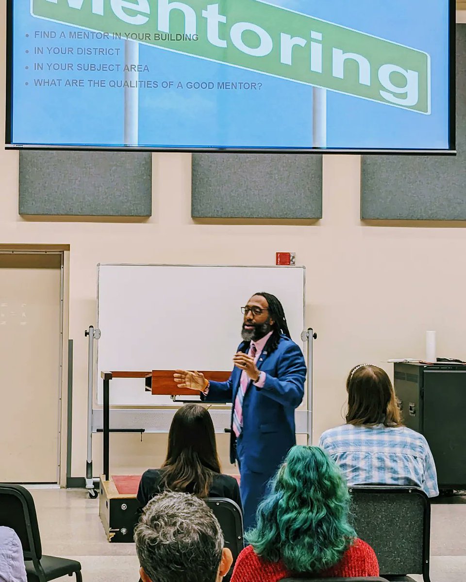 Throughout his term, @NCMEA Pres. Jonathan Hamiel has traveled the state speaking to college music education majors re the privileges of membership. On March 31st he presented at @UNCGSoM. @HSMLUNCG #nafme #inspireharmony #musiced #musiceducation #musicadvocacy #deia