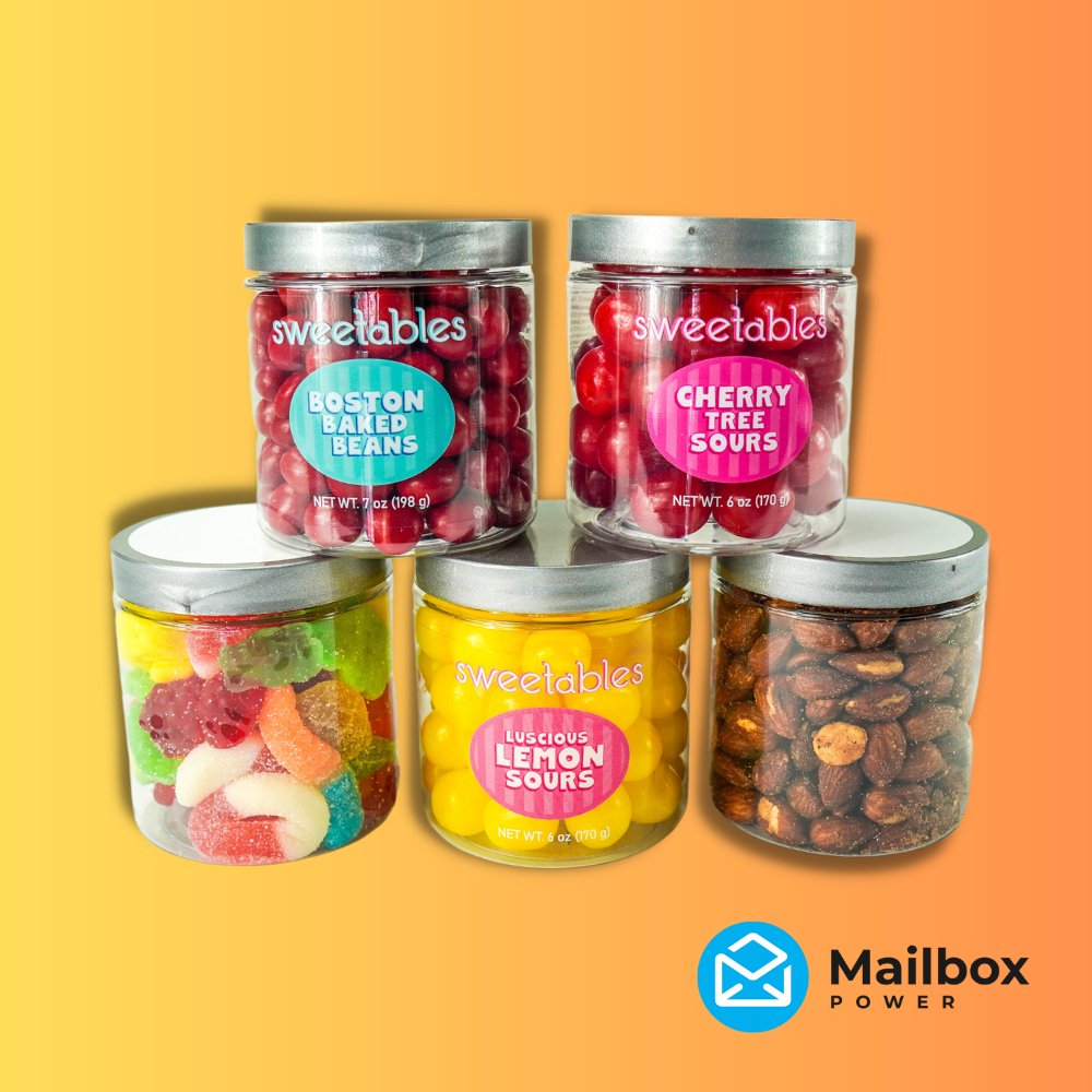Introducing our newest and most exciting product yet - Sweetables from Mailbox Power! These delightful treats come packaged in their own little container, complete with a customizable lid, making them the perfect gift for any occasion.  #personalizedgifts #businessgifting