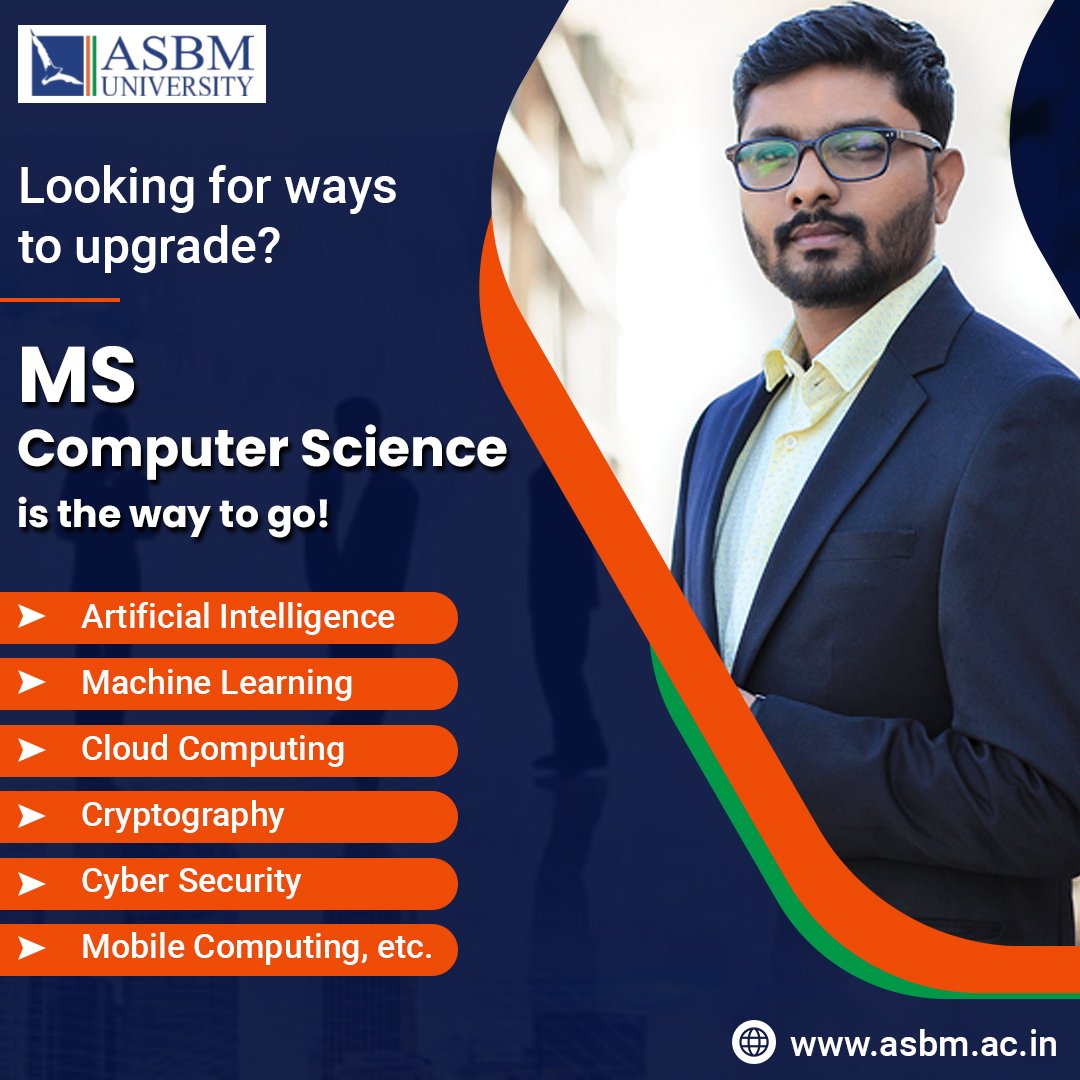 asbm_university's tweet image. ASBM's M.S. Computer Science offers project-driven modules with instructor-led lessons, lab work and practical activities to meet industry demand and new advancements. We also offer course flexibility. #Admissionsopen2023 #asbmuniversity #MSComputerScience #ArtificialIntelligence