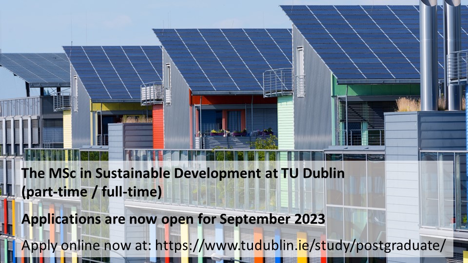 environment&planning (@tudublinenvplan) on Twitter photo The <a href="/WeAreTUDublin/">TU Dublin / OT Baile Átha Cliath</a> MSc in Sustainable Development <a href="/SABE_TUDublin/">SABE_TUDublin</a> is a recognised programme in Sustainable Development, with part-time and full-time options. The next course intake is September 2023.
Further info (part-time): tudublin.ie/study/postgrad… The <a href="/WeAreTUDublin/">TU Dublin / OT Baile Átha Cliath</a> MSc in Sustainable Development <a href="/SABE_TUDublin/">SABE_TUDublin</a> is a recognised programme in Sustainable Development, with part-time and full-time options. The next course intake is September 2023.
Further info (part-time): tudublin.ie/study/postgrad…