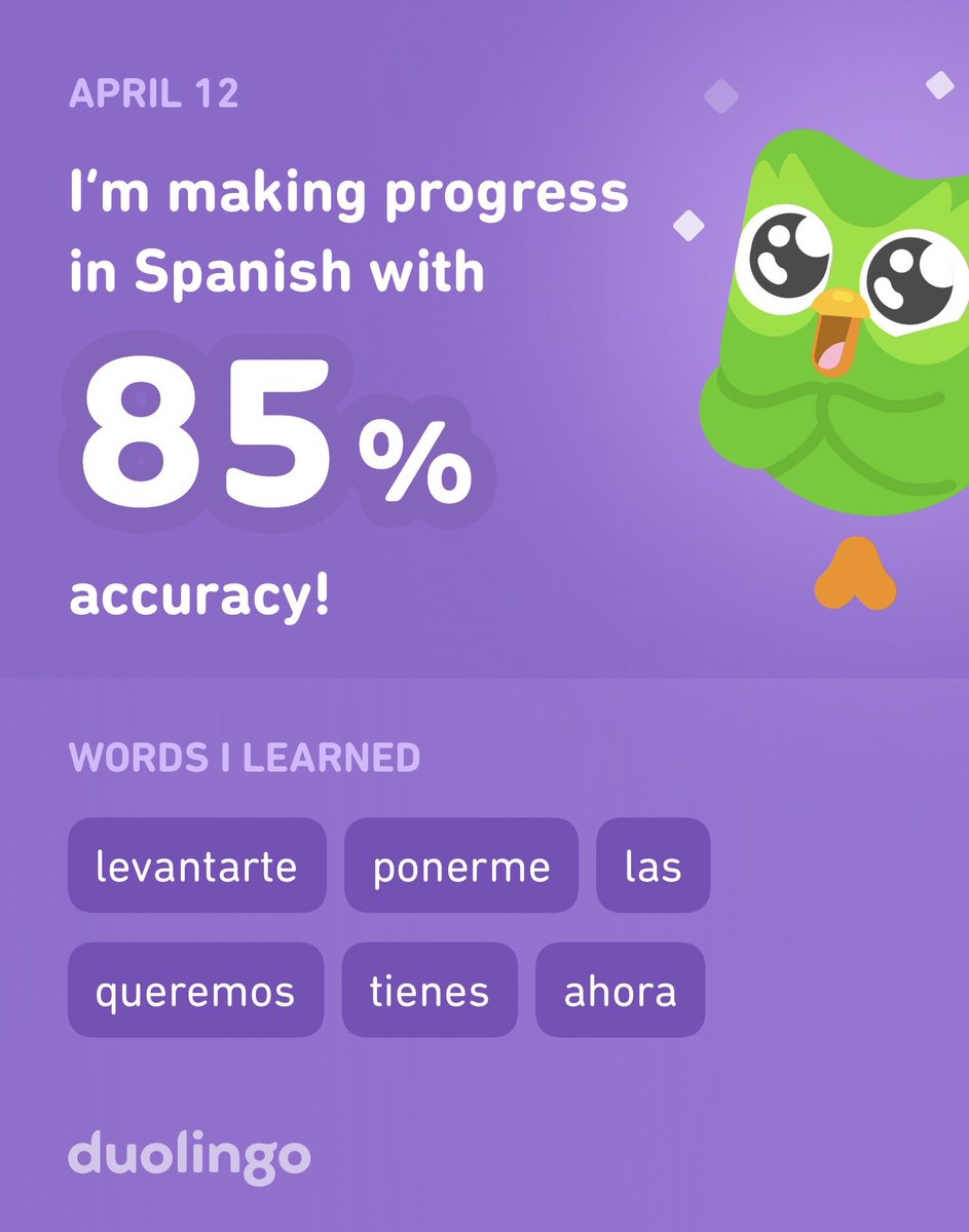 ecarGeilataN's tweet photo. I’m learning Spanish on Duolingo! It’s free, fun, and effective. https://t.co/i3OWMUTvPV