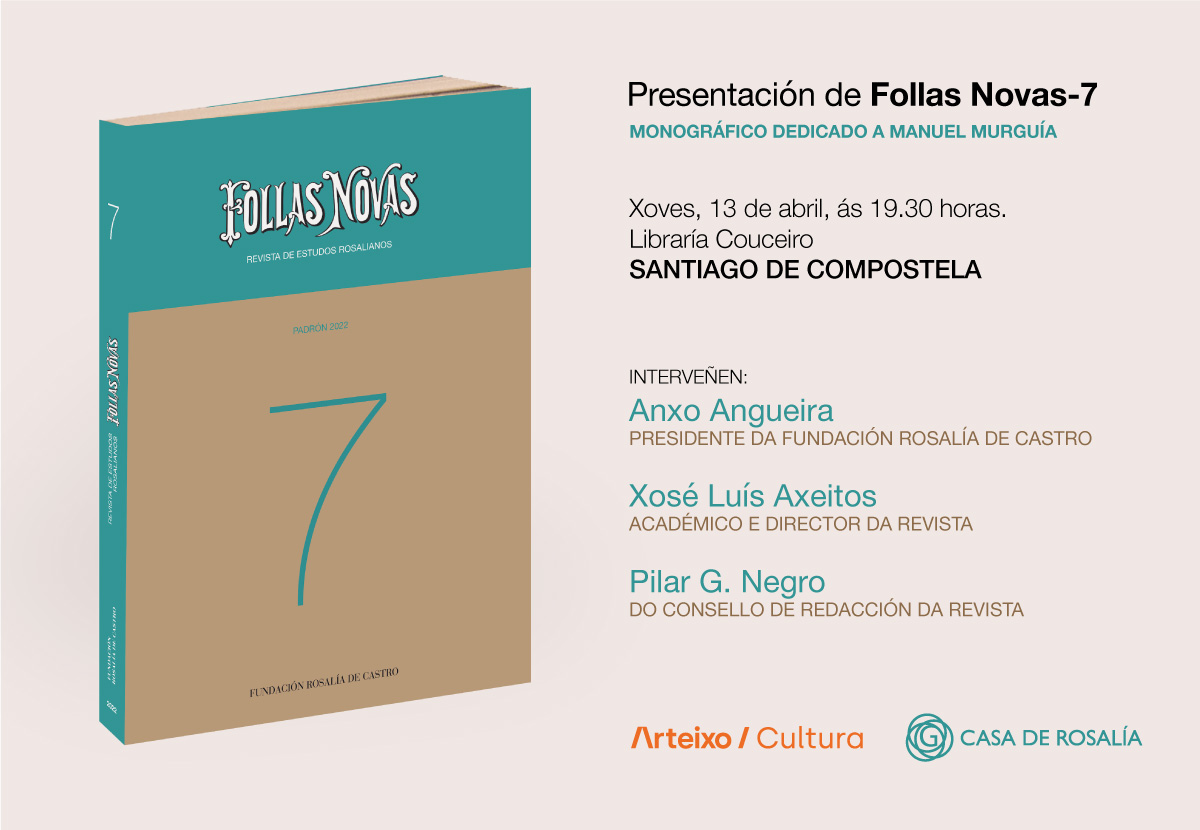 GalegoVigo's tweet photo. Por mor da celebración do centenario de Murguía, a Fundación Rosalía de Castro presenta dous actos conmemorativos. Hoxe, en Oiartzun haberá unha homenaxe con poesía e música. Mañá, na Libraría Couceiro, presentarase o número 7 da Revista Follas Novas cun monográfico do autor. https://t.co/QJBBvPNxoe