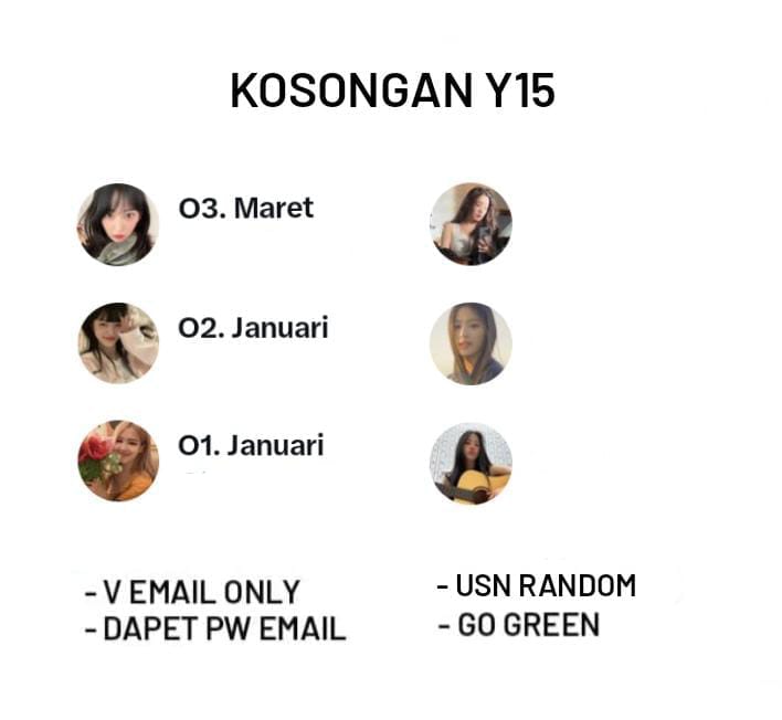 ✧ *KOSONGAN USN RANDOM Y15* ✧

◕ boleh test ht mt
◕ spek lain ada dipict
◕ req v all +1,5k pake nokos indo

☆ 4k /each

*TAKE ALL 11k, PC #zonauang