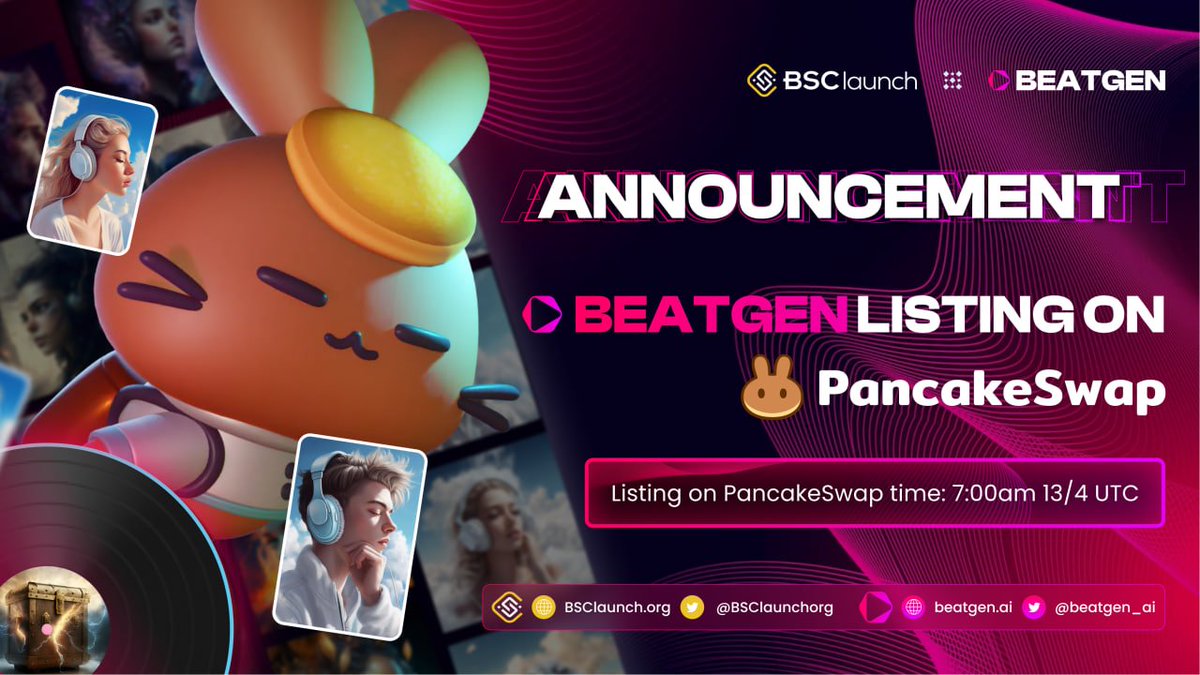 BSClaunchorg's tweet photo. 🔊ARE YOU READYYY! THE OFFICIAL LISTING OF BEATGEN IS COMING 🔥
The $BGN token will soon be listed & available for trade on @PancakeSwap.
Listing details: https://t.co/pTDCw1V0Hk
Special gift for our community: https://t.co/RXALsFsFZV
#BSClaunch #BeatGen #Listing https://t.co/cjbUkwHcG3