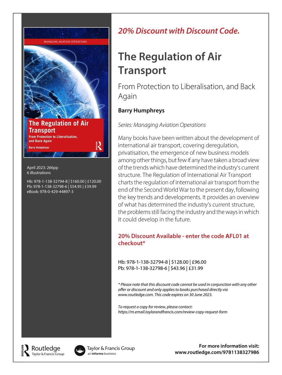 Please have a look at the new book "The Regulation of Air Transport From Protection to Liberalisation, and Back Again" written by Barry Humphreys and published by <a href="/routledgebooks/">Routledge Books</a>:

routledge.com/The-Regulation…
