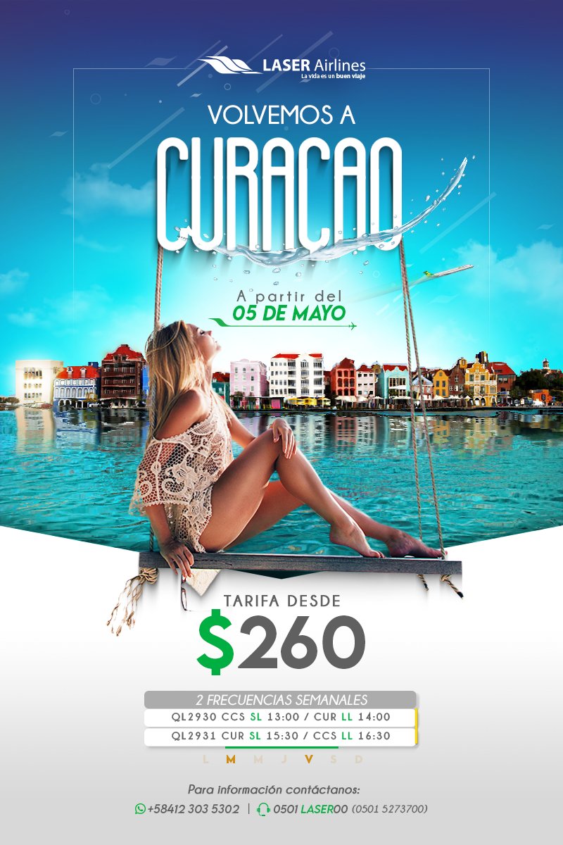 Laser Airlines on Twitter "Tenemos buenas noticias🎉 ¡Volvemos a Curaçao! 🏖️Ahora podrás visitar
