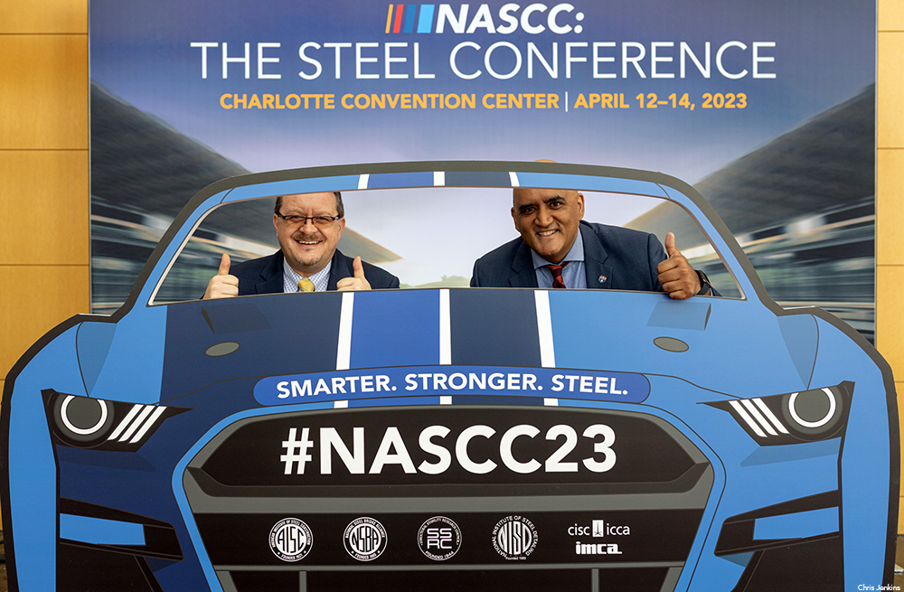 Thanks to @USDOTFHWA Administrator Shailen Bhatt (in the driver’s seat, with AISC's Charlie Carter riding shotgun) for getting NASCC: The Steel Conference off to a great start! Stay tuned for our recap of the Administrator’s keynote this afternoon. #NASCC23 #AISC