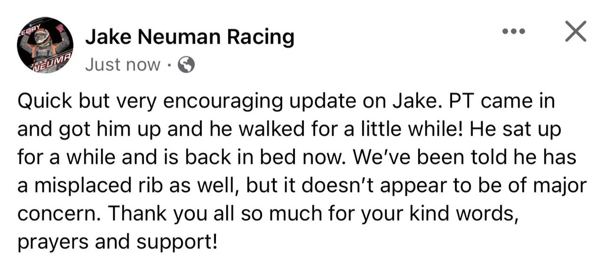 11:40AM Update on <a href="/jake_neuman3n/">Jake Neuman</a>. Thank you all so much for praying and keeping him and his family in your thoughts!
