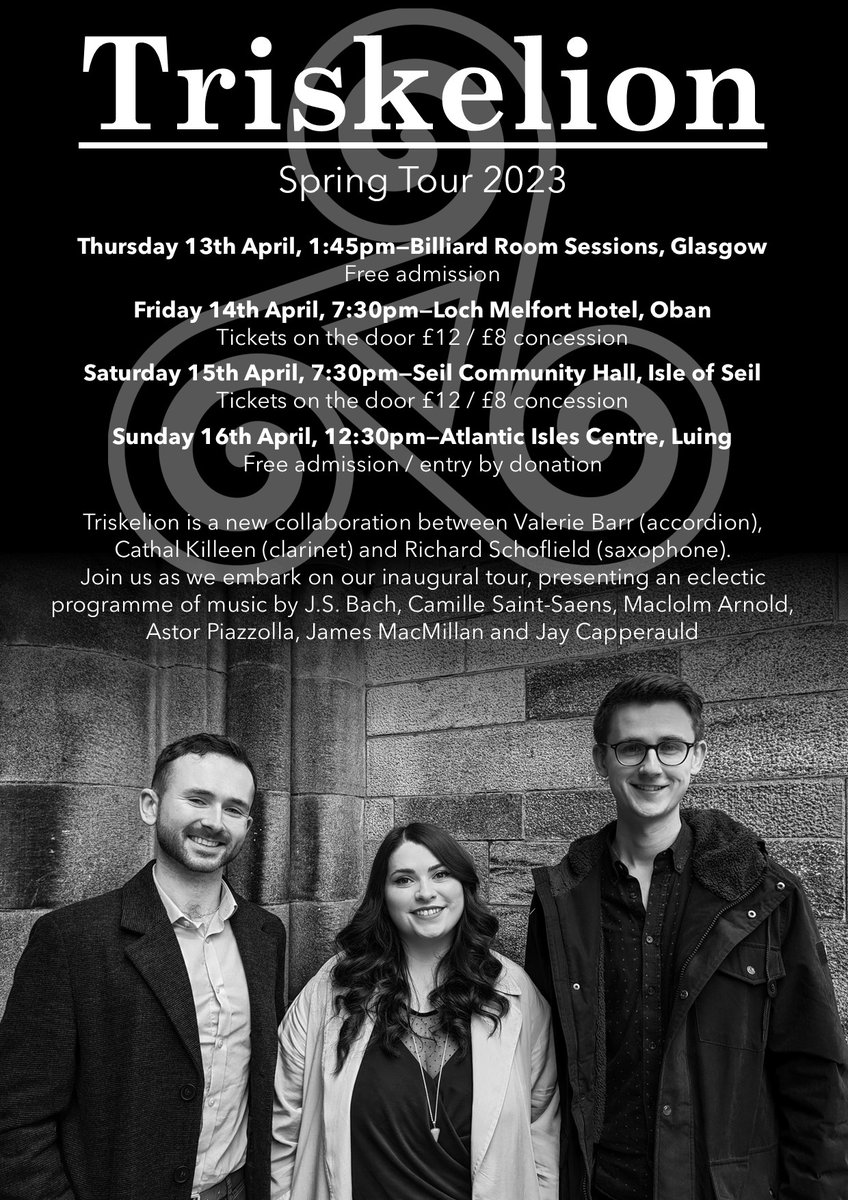 It's going to be a packed weekend with @valerie_barr and Cathal Killeen, playing our first concerts together as a trio! Performances in Glasgow, Oban, Seil and Luing - can't wait! 🎉🎷🎹

@JayCapperauld @GlasgowBarons @jamesmacm