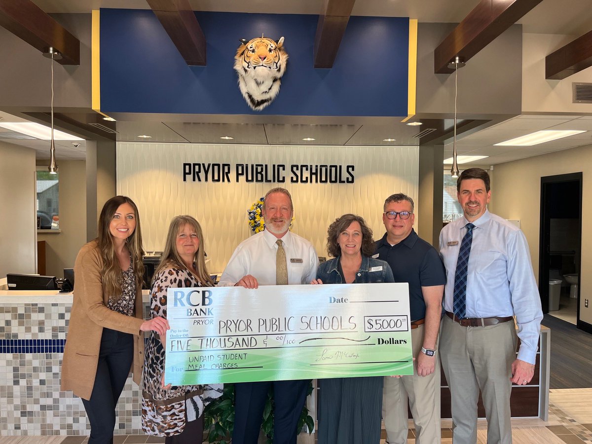 Thank you RCB Bank for donating $5,000 to help offset unpaid lunch debt for our students!