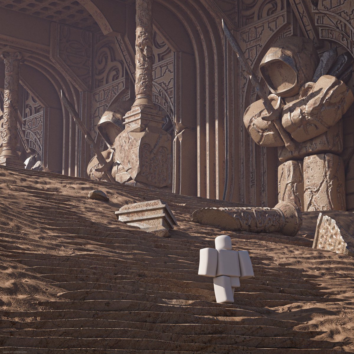 Kidveggito's tweet photo. been a while since I made a render but I always find peace making them. Love trying new stuff for them. Work in progress of something new #roblox #robloxdev https://t.co/QJ87FCIXAJ