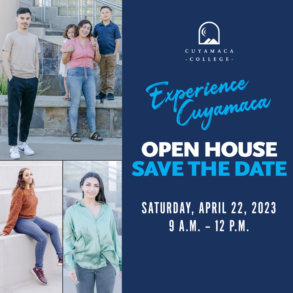 Learn about our various programs, departments, clubs, and the countless opportunities available to you at Cuyamaca!

Whether you're looking to transfer, start your college journey, or just curious about what we have to offer, our Open House has something for everyone!