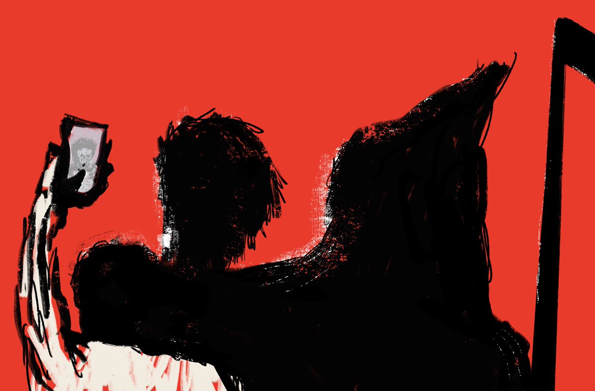 phraze's tweet photo. Introducing a series of 3 new pieces inspired by @XCOPYART launching April 30th by yours truly! 

This is piece number one, a take on The Last Selfie. 

Like &amp; RT for a chance to win one! https://t.co/P6iu53HoCD