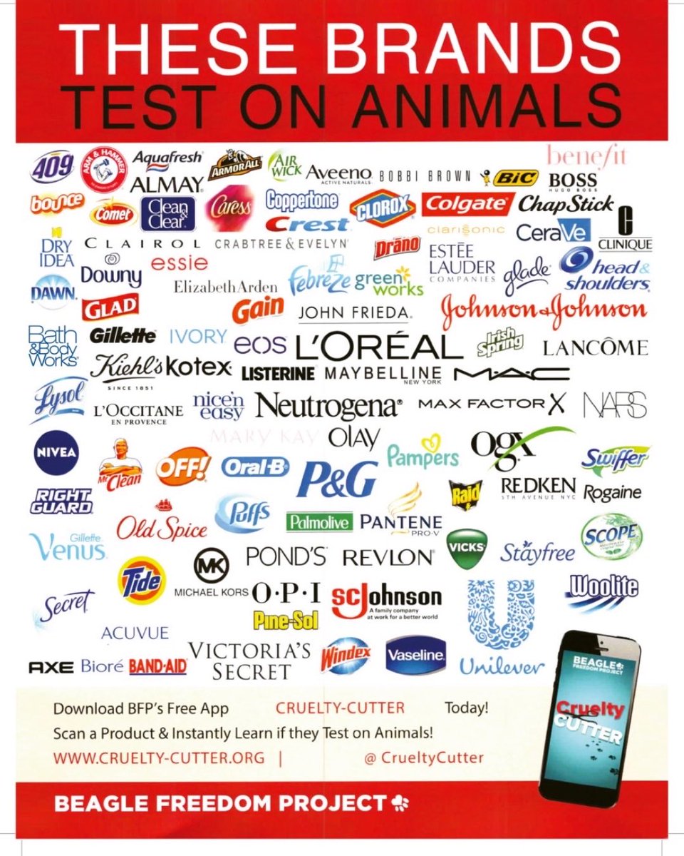 ‼️These brands TEST ON ANIMALS‼️

They test on Beagles, Labradors, Bunnies, Mice, Cats, the list is endless! 🐶🐁🐰🐱

Please don’t support the torture, PLEASE buy #crueltyfree ♥️

#endanimaltesting #leapingbunny #beautyproducts #cosmetics @HSI_EAT @CrueltyFreeIntl