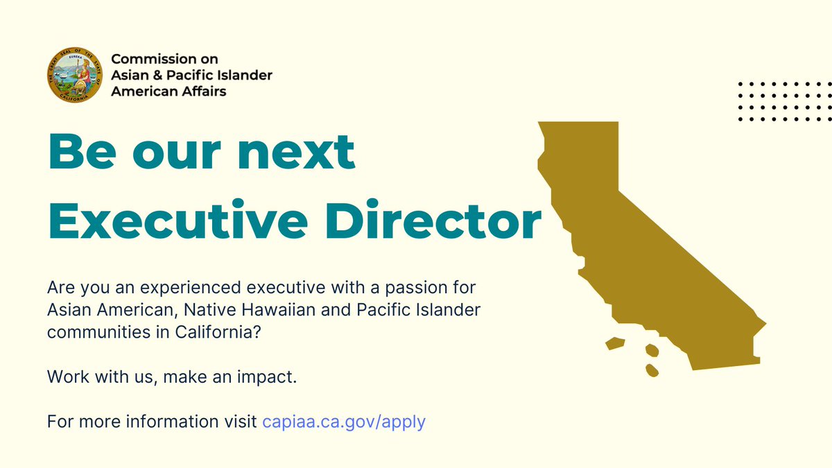 Executive Director Yang has announced her transition, effective June 30, 2023. We are grateful for her leadership and now looking for our next ED to build on current successes into the future. Please visit capiaa.ca.gov/apply for more information.