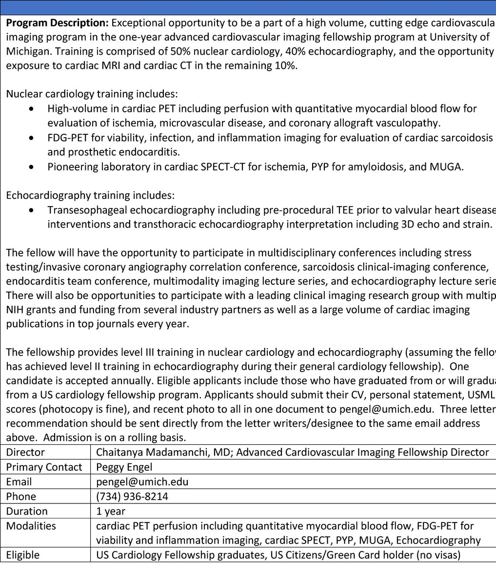 Venk Murthy MD PhD (@venkmurthy) on Twitter photo EXTRA EXTRA
Newly launching adv cardiac imaging fellowship <a href="/umichCVC/">U-M Health Frankel CVC</a>!
If you're a card fellow/rad resident & interested in top tier training in structural echo & cardiac PET, contact me or <a href="/cmadamanchi/">Chaitu Madamanchi</a> (prog dir)
Now interviewing for July 2024 (earlier start also possible)
1/ EXTRA EXTRA
Newly launching adv cardiac imaging fellowship <a href="/umichCVC/">U-M Health Frankel CVC</a>!
If you're a card fellow/rad resident & interested in top tier training in structural echo & cardiac PET, contact me or <a href="/cmadamanchi/">Chaitu Madamanchi</a> (prog dir)
Now interviewing for July 2024 (earlier start also possible)
1/