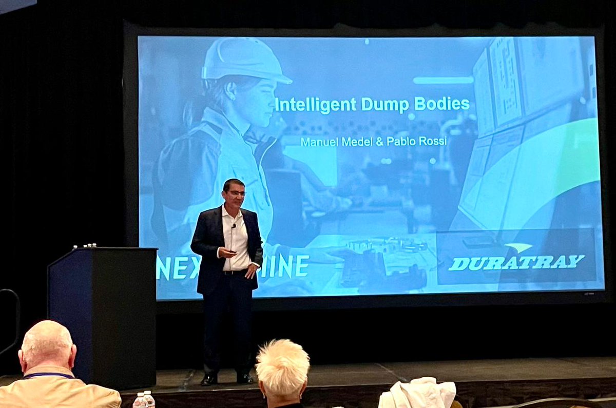 Duratray's tweet photo. Duratray President Manuel Medel and C.T.O. Pablo Rossi gave a successful presentation on the #SmartTray at the Haulage and Loading Conference in Tucson, Arizona, last week.

Find out more at https://t.co/3grrDZepFS https://t.co/l3YJlryAAz