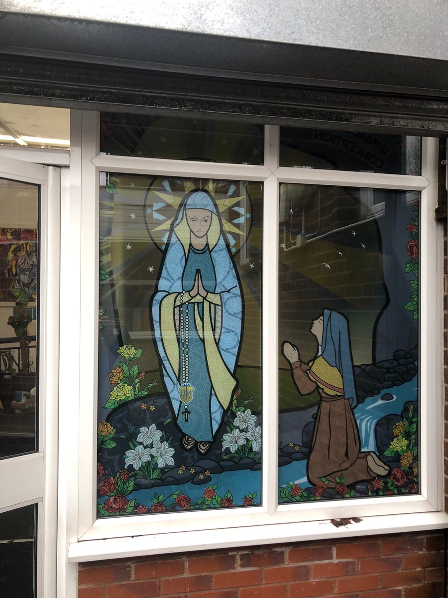 twothirdsdesign's tweet image. Catholic school prayer area #windowVinyl display