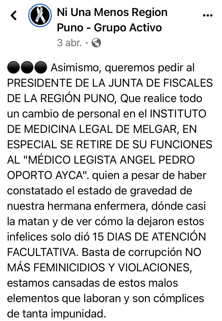 Sobre la enfermera asesinada. #Femicidio #puno