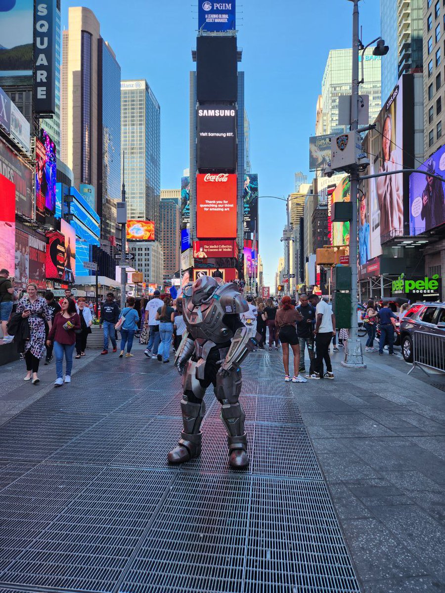 NiFeWARS's tweet photo. Walking around the event at @nft_nyc has already been amazing, but walking around @TimesSquareNYC and seeing the reactions of people meeting Human Emperor Melek Taus for the first time?  Priceless. https://t.co/LHF6x7HGIG