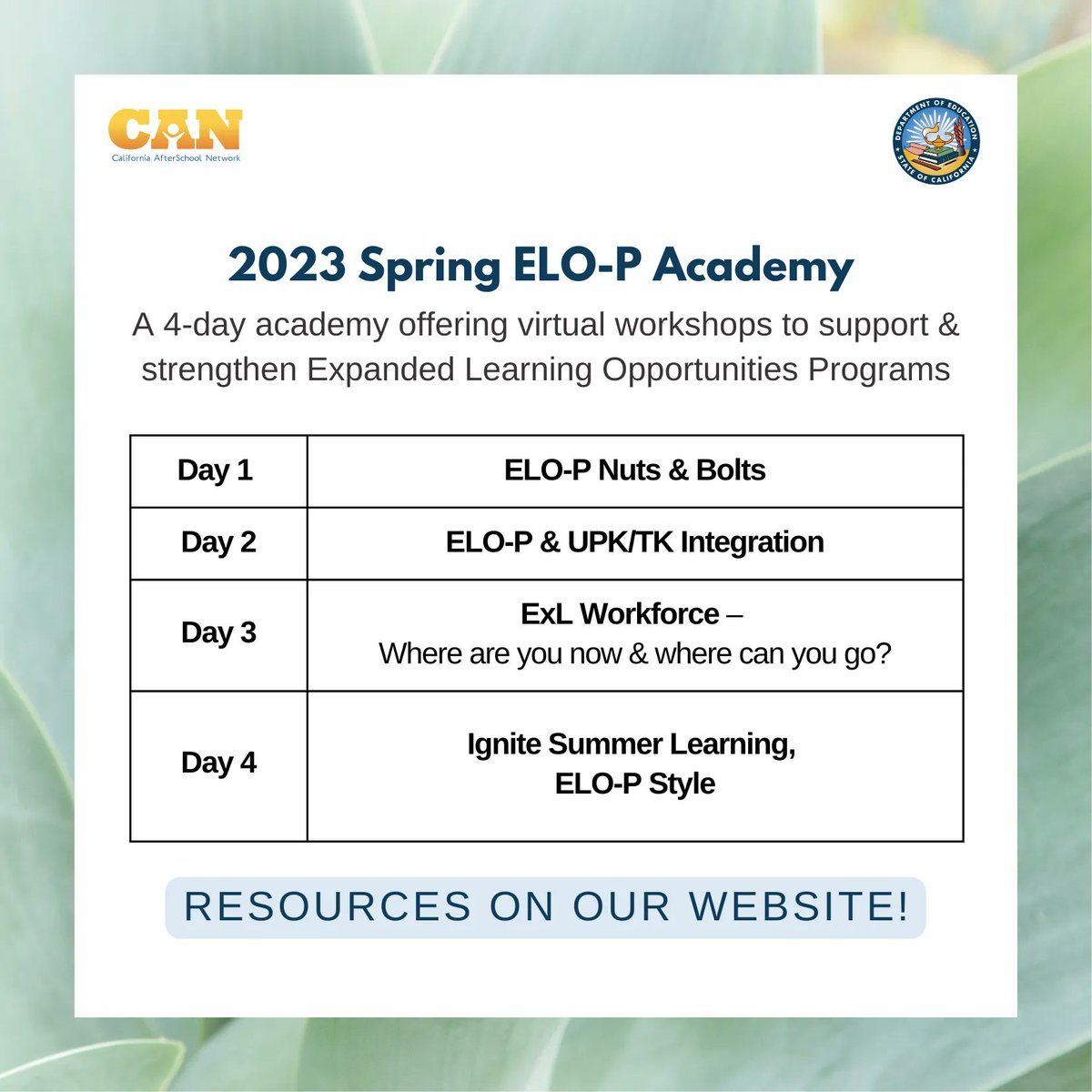 2023 Spring ELO-P Academy recordings and resources are now available on our website! buff.ly/3J03Ft7