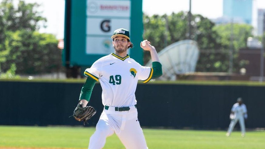 NSUSpartans's tweet photo. Spartans earn first-ever victory over VMI as Barham fans 10 in complete-game shutout

https://t.co/niRWywH5w9 https://t.co/2OC0HYCd3C