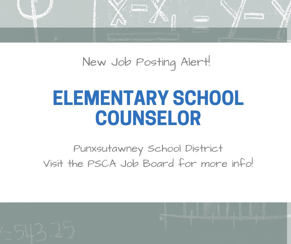 Visit our website to check out the newest job board posting! paschoolcounselor.org/job-postings