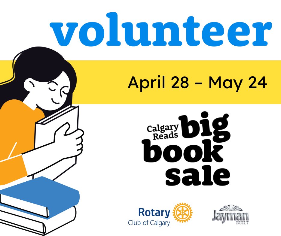 Did you know when you volunteer for the Calgary Reads #BigBookSale, you get to be
among the first to shop the sale? There are all kinds of shifts and so many ways to help. 

📗Volunteers sign up here:
ow.ly/kFzx50NHznG

#BigBookSale #yycreads #booksale