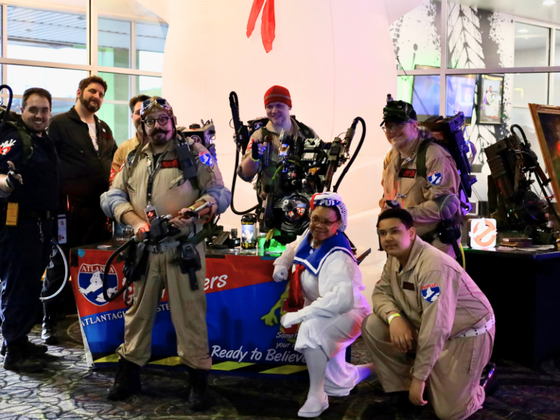 AndrettiCobb's tweet photo. Who you gonna call when you need some ghost-bustin' help? The @ATLGhostbusters  of course!

👻🚫 Thanks to these dedicated fans for coming out to #AndrettiMarietta to help us launch Ghostbuster Academy VR on Hologate! We couldn't have done it without you! https://t.co/fc5OYc4eYE
