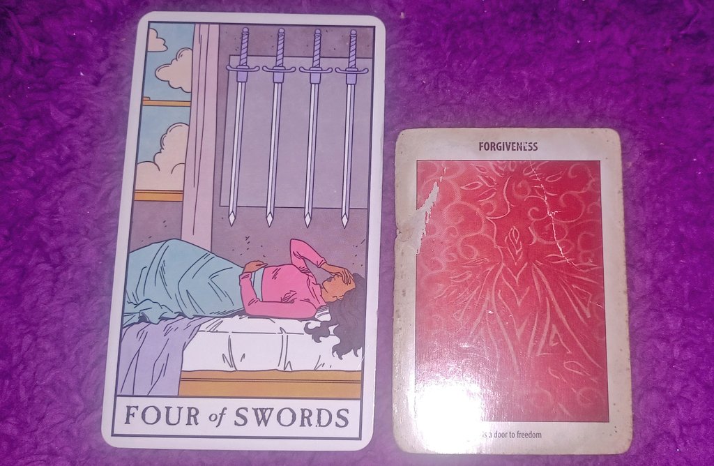 EmpressStrong25's tweet photo. #13April2023: 🌖 #PurvaAshada♐ #4ofSwords⚔ It's only through accepting things were then, and the way they are now, that we can have any semblance of peace coming into today. Luckily, quite a few of us do. For the rest of us, though, it's obvious what we need: forgiveness. https://t.co/lPWaIuSWby