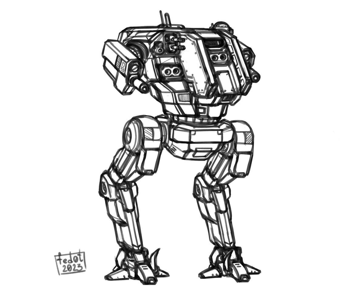 Did a quick sketch commission of Raptor IS Omnimech from #Battletech in a D Config.