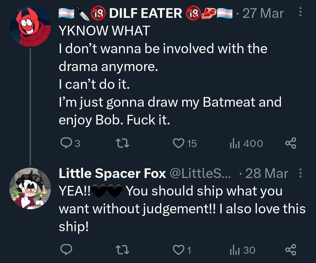 SkippiDrawz's tweet photo. !TW/CW!
I have something to get off my chest. I was groomed by this guy. This guy is a proshipper (He ships BobxStreber). I have endless amounts of proof as well, I lost all the proof from my side.

 I was able to collect proof from other people affected negatively by this guy. https://t.co/0hIAiVLkq2