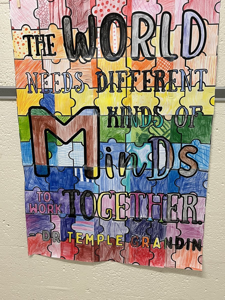 Autism Acceptance/Inclusion art piece created by Mrs. Schaller’s fourth class.
