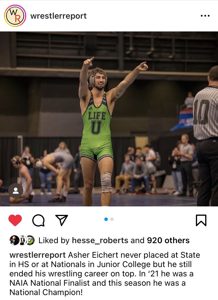 JaymePendergast's tweet photo. Transfer ➡️ national runner up ➡️ heartbreak ➡️ comeback ➡️ national champ 

This. Is. Grit. @Lifeuwrestling https://t.co/rS0e8Mgn4b