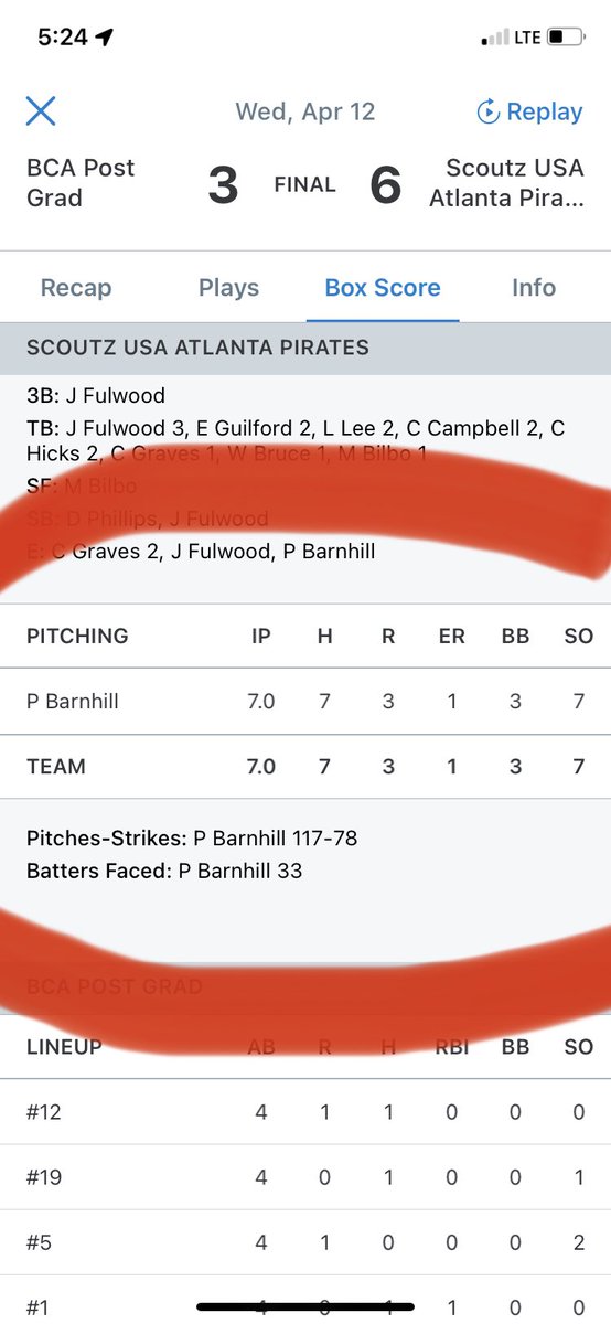 Scoutz vs BCA PG 041223
Solid outing on the bump today. CG, 7IP, 7 Hit’s, 3R’s, 1ER, 7K’s, 3BB, 6-3 Team Win #GetOnTheShip #AirBender #Uncommitted
@BASEBALLSCOUTZ @mlbJAye @hubcaphunter54 @Jjeanes24 @FTBaseball2019 @T_Hall10 @ajbiss28 @BUncommitted @jucoroute @GVO_Uncommitted