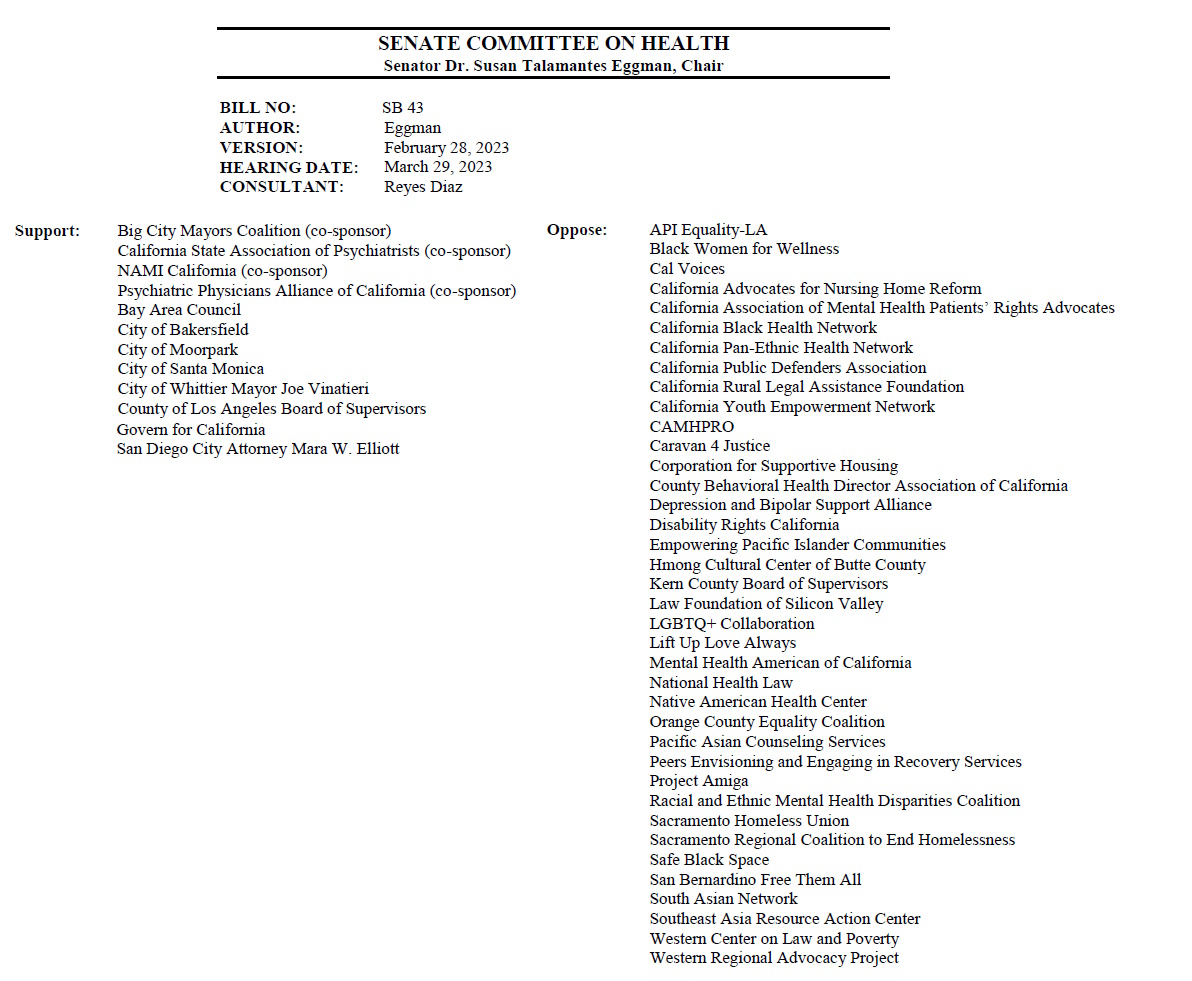 Rob Wipond on Twitter: "California's SB43 would expand the criteria for ...
