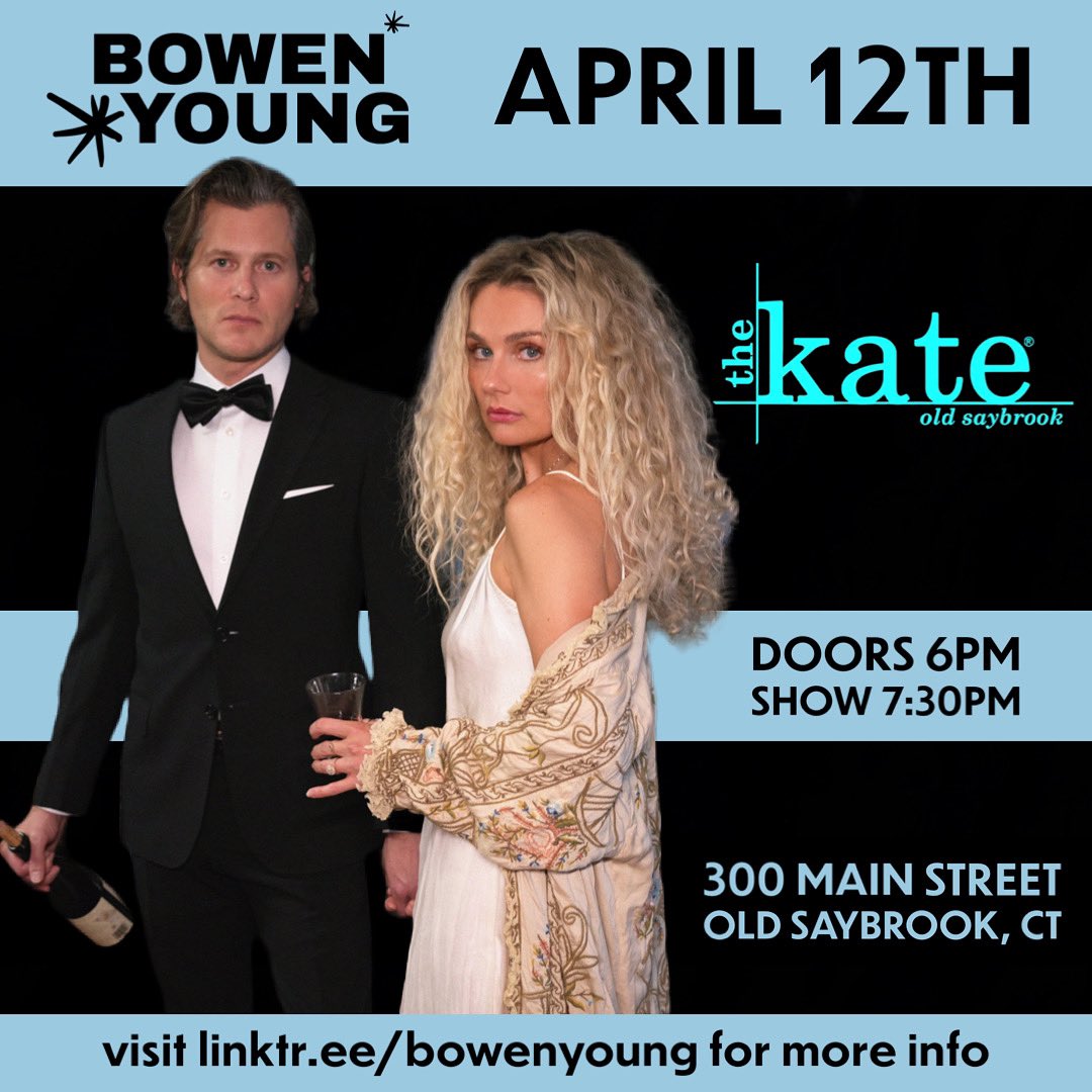 CONNECTICUT!  We will be at The Kate - Katharine Hepburn Cultural Arts Center TONIGHT with opener Brian Jarvis!   Follow us on Bandsintown for tickets and event info.  bnds.us/o41x7h

VIP Tickets available

#bowenyoungtour #tour #americanamusic #folksinger #oldsaybrook