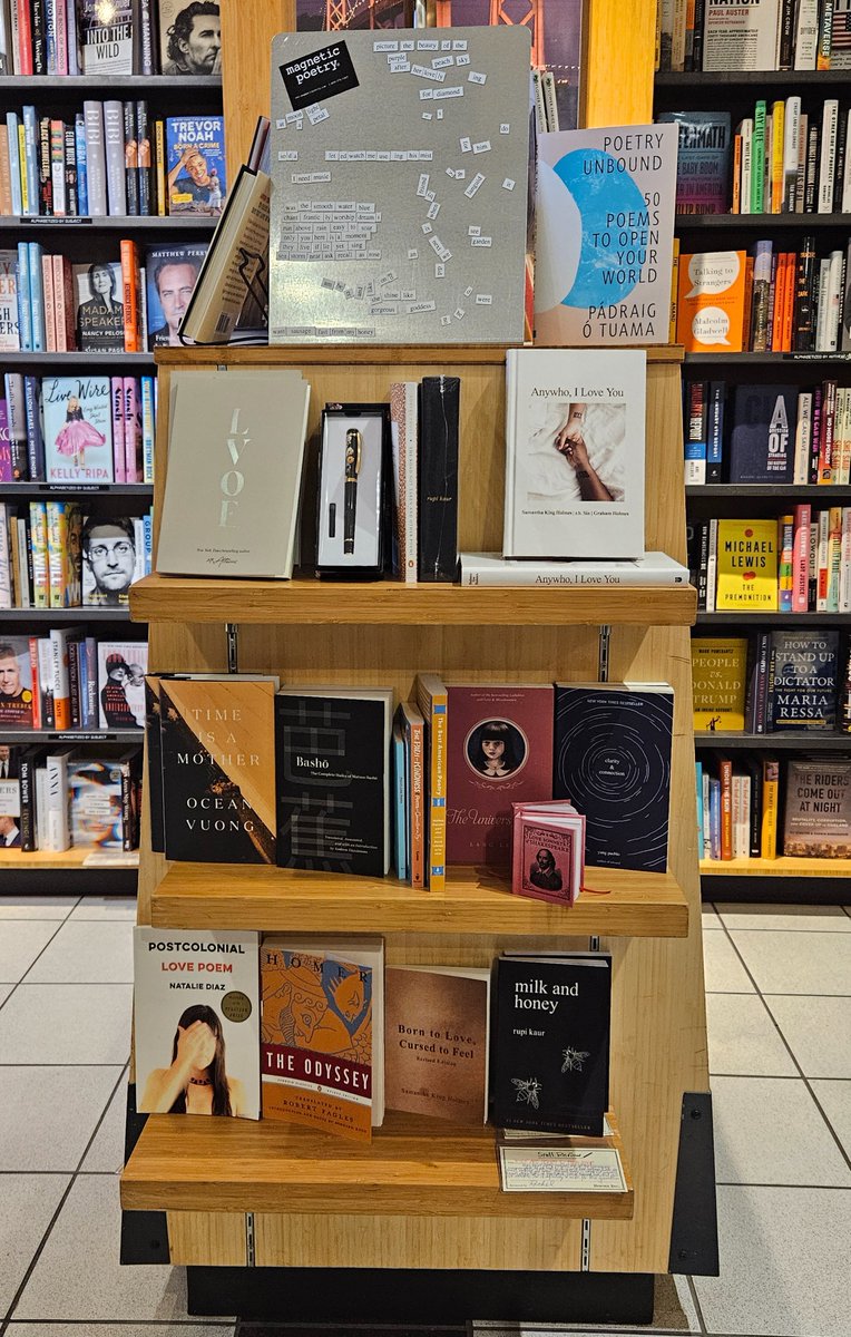 Happy #NationalPoetryMonth! Come play with our magnetic poetry board and pick up a #poetry book while you're at it. Poetry makes for a perfect #travelread! #WhatsUpWednesday #DropEverythingAndReadDay