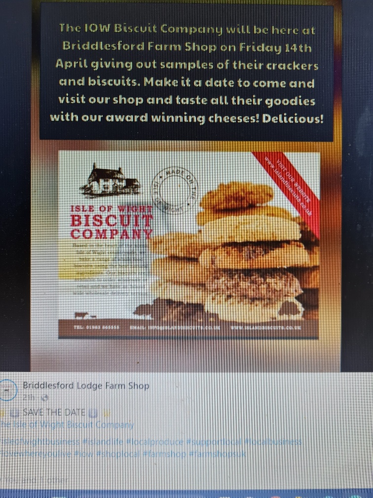 Always promoting #localproduce Don't miss out on this one <a href="/wightmarqueiow/">Wight Marque</a> #IsleofWight <a href="/FabFarmShops/">Fabulous Farm Shops</a> #farmshopuk <a href="/HampshireFare/">Hampshire Fare</a> <a href="/TracyHantsFare/">Tracy Nash</a> <a href="/IOWBiscuits/">IOW Biscuit Co</a> #cheese #biscuits #crackers