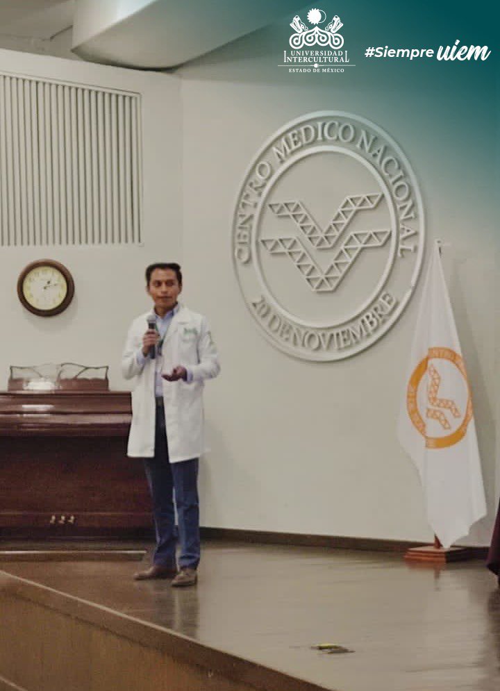 UIEMOficial's tweet photo. El Mtro. Oscar Martinez y el L.S.I. Diego Moreno, titulares de la clínica de #SaludIntercultural, participaron como ponentes en el Congreso en Honor a la Trayectoria del Dr. Arturo Gómez Mera, en el Centro Médico Nacional 20 de Noviembre (ISSSTE), #OrgulloUIEM 💚 https://t.co/LhnpTxrnnY