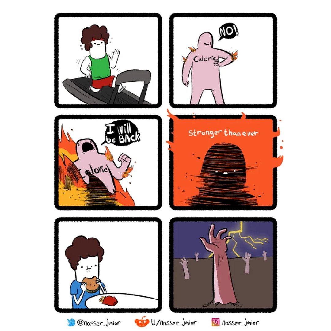 RemotePts's tweet image. When you think you&apos;ve defeated the calorie monster, but it makes a sneaky comeback! 🍔🔥 Tag a friend who can relate to this never-ending battle! 💪😅 #personaltrainer #gymmemes