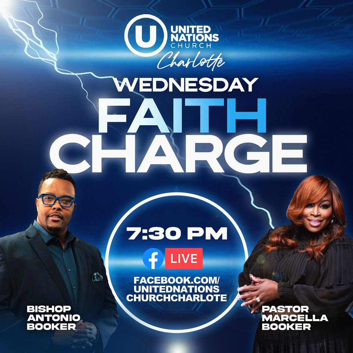 Join us tonight for FAITH CHARGE!!! United Nations Church International Charlotte FB page LIVE @7:30pm EST