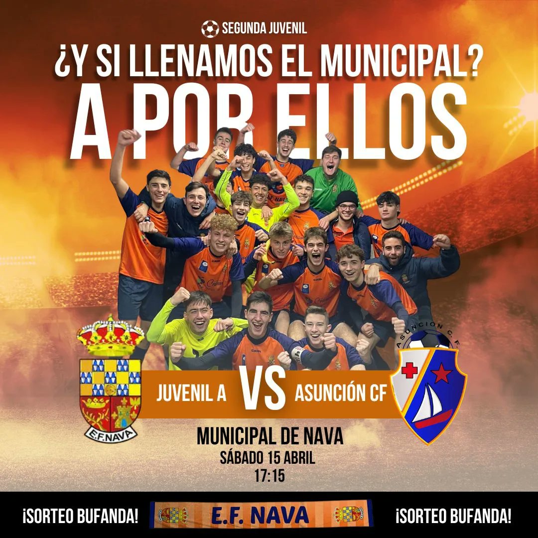 ef_nava's tweet photo. 💥¡SÍ SE PUEDE!💥

Esta jornada, tenemos por delante dos auténticos partidazos y vamos con todo: el JUVENIL A recibe al líder de la categoría y sólo nos vale ganar para seguir arriba en la clasificación.💪

¿Y si llenamos el Municipal? ¡A por ellos!🧡 https://t.co/mWGIYCVLKj