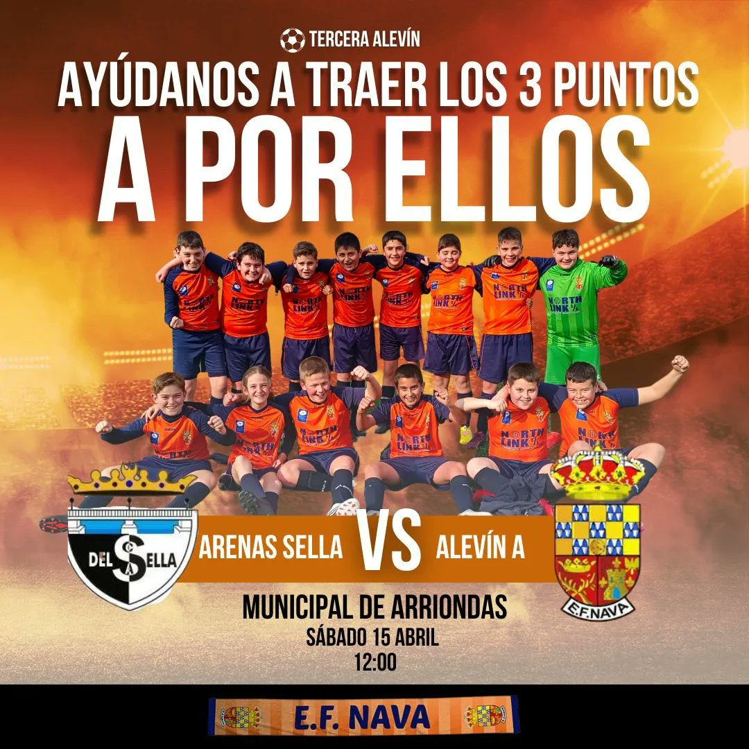 ef_nava's tweet photo. 💥¡SÍ SE PUEDE!💥

Asimismo, os animamos también a que acudáis al partido del ALEVIN A en Arriondas ante un rival directo para ayudarnos a traer los 3 puntos a la Villa de la Sidra.✅

¡A por ellos!🧡 https://t.co/4ybJ6lg1zF