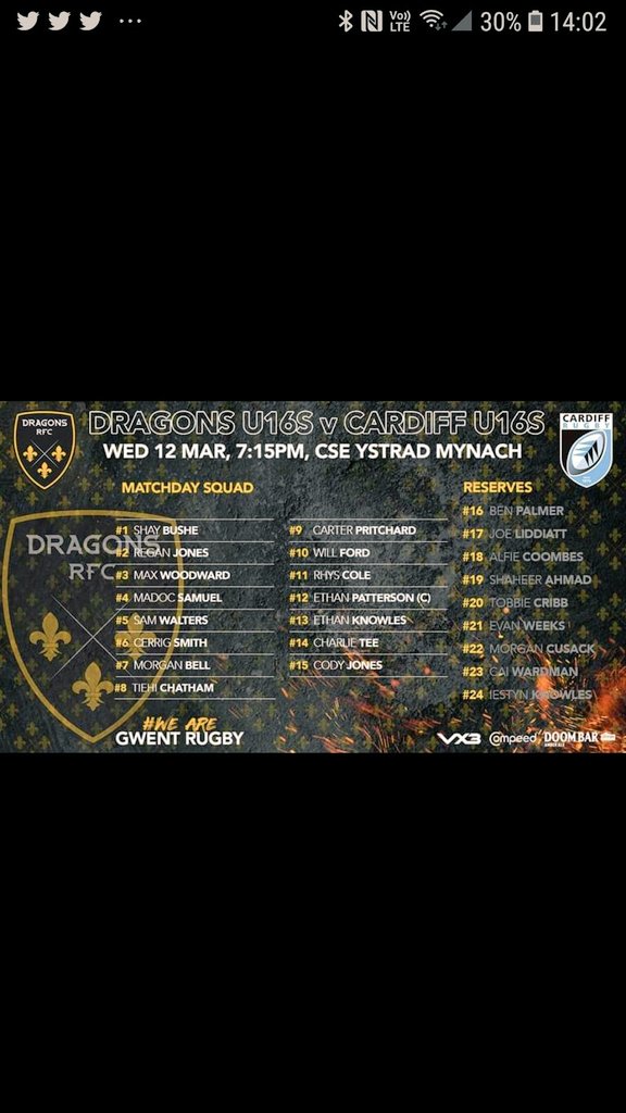CoachPalmMentor's tweet photo. Keeping me busy Ben, good luck again tonight with the Dragons. Enjoy!!!  #proud  @NicolaP1208 @dragonsrugby @HeoldduRugby @Bargoedrfc @BargRFCBlueBull https://t.co/3KjiyB5jy5