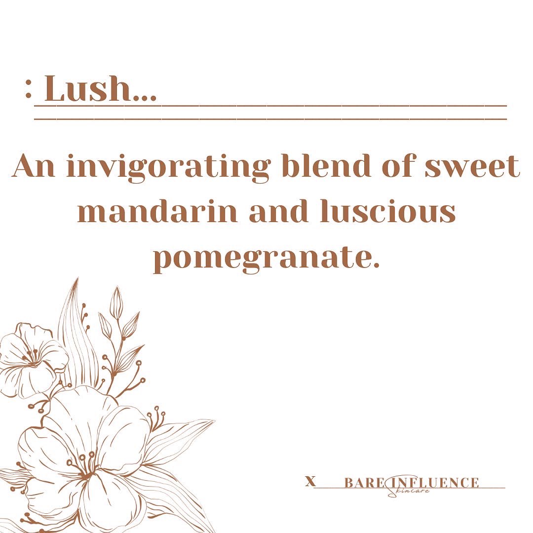 BareInfluence's tweet image. Your new favorite scent for Spring has arrived..✨ 

Be prepared to look, feel, and smell good as ever! ✨

Introducing "Lush" : an invigorating blend of sweet mandarin and luscious pomegranate✨

"Lush" available at 12pm today for a limited time only! ✨