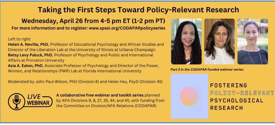 Dr. Helen H. Hsu 徐華 (@helenhsupsyd) on Twitter photo Taking the First Steps toward policy oriented research. Absolutely thrilled <a href="/apadiv45/">APA Division 45</a> is a part of this valuable yearlong series #psychology #research #education <a href="/APA/">American Psychological Association</a> Taking the First Steps toward policy oriented research. Absolutely thrilled <a href="/apadiv45/">APA Division 45</a> is a part of this valuable yearlong series #psychology #research #education <a href="/APA/">American Psychological Association</a>
