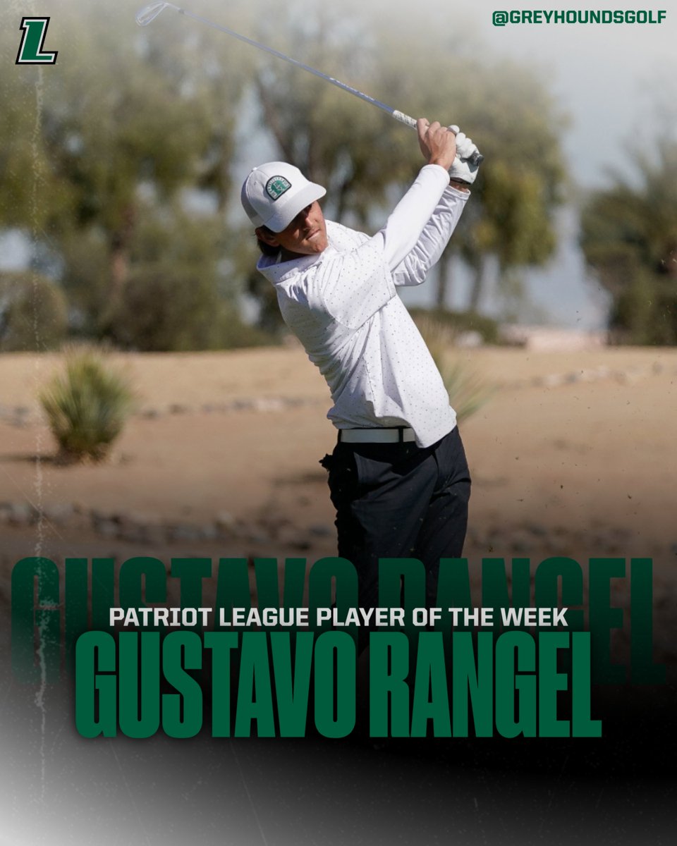 GreyhoundsGolf's tweet photo. Gustavo Rangel became the fourth @GreyhoundsGolf player to earn @PatriotLeague Player of the Week honors this season, the first time any program has had as many in a single year in conference history!

https://t.co/pT5D1lECLH

#gohounds | #ncaagolf https://t.co/7CsfY3KX0q