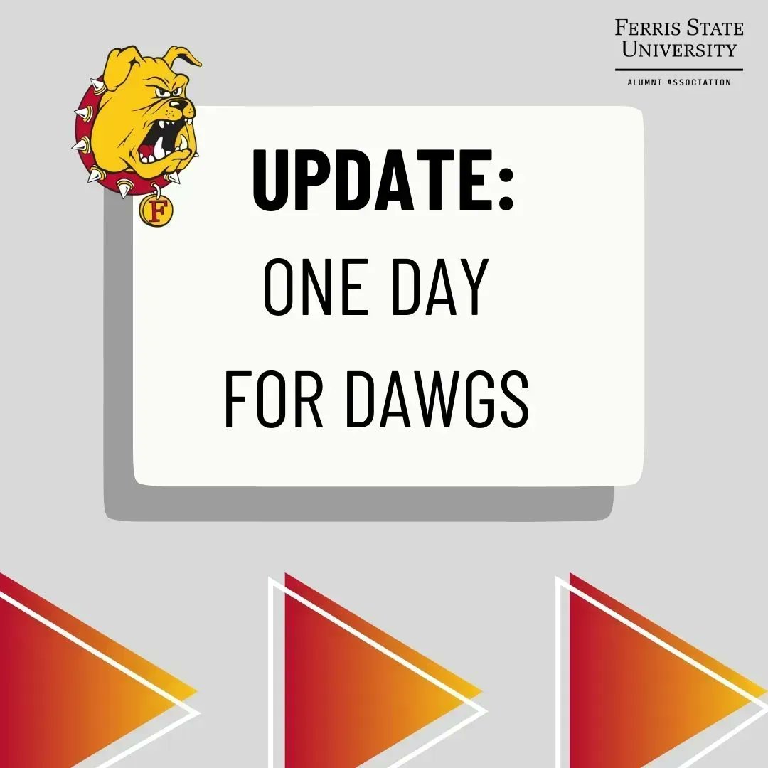 FerrisAlumni's tweet photo. Update: Weβre not too far from reaching our goal! To donate to the Alumni Association, visit https://t.co/Q1mkldHSWr . #OneDayForDawgs2023 #ODFD #BulldogsForLife https://t.co/rLtTCoj4jz